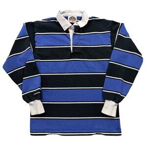 VTG Barbarian Rugby Polo Striped Shirt Y2K Preppy Ivy League Streetwear Mens S